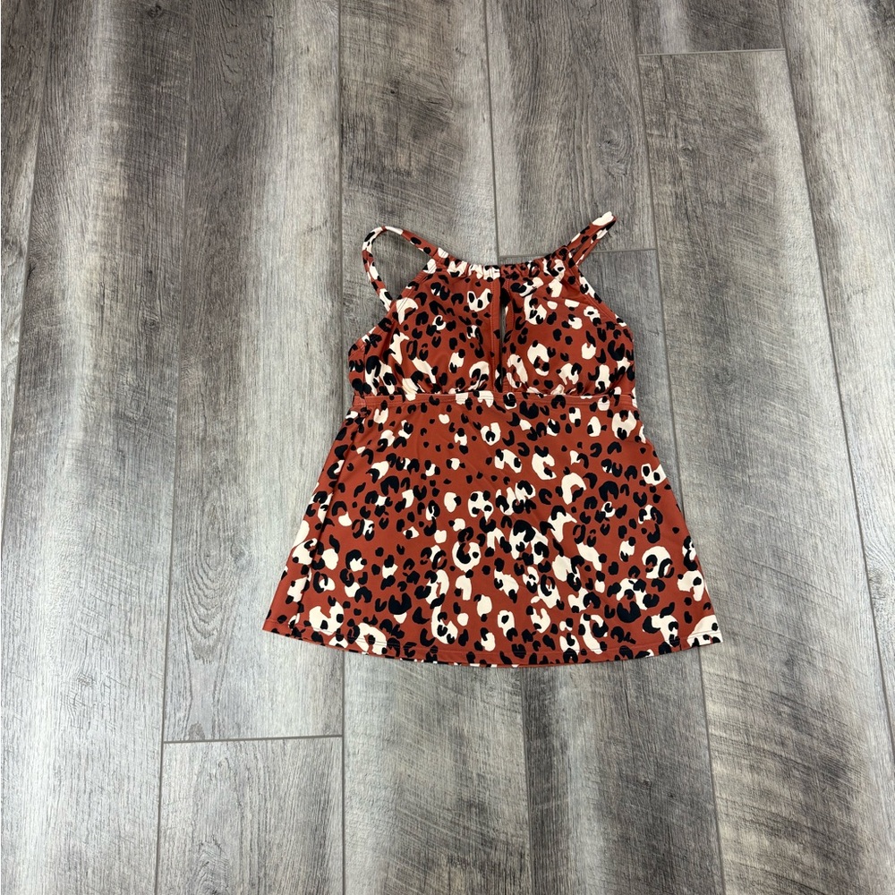 Kona Sol Brown Animal Print Tankini Top